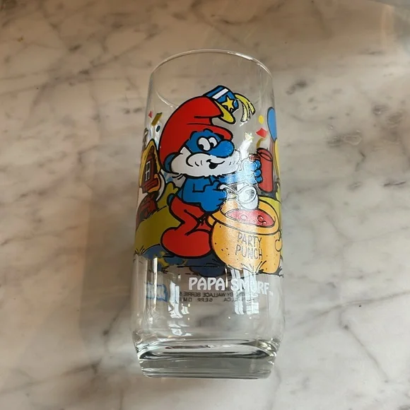 Complete set 1983 Peyer Smurf glasses - Picture 6 of 8